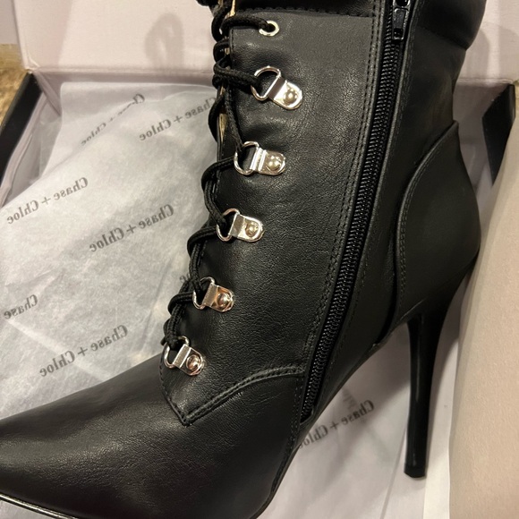 Single sole lace up stilleto boots. Manmade leather - Picture 4 of 6